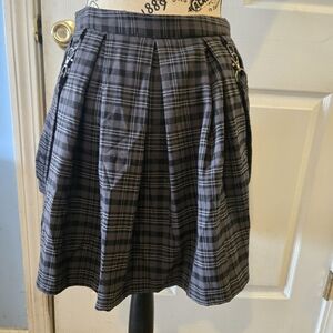 Hot Topic Black and Gray Plaid A-Line Skirt